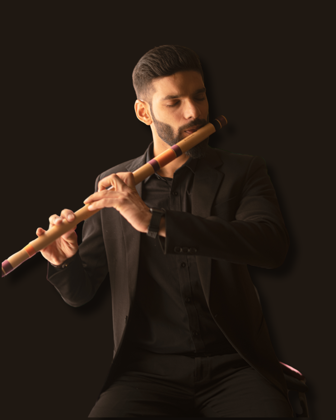 Varsh playing a flute